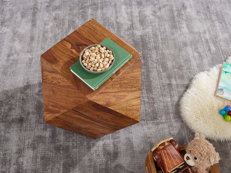 Couchtisch Sheesham Massivholz 57x42,5x57cm Modern Diamantform