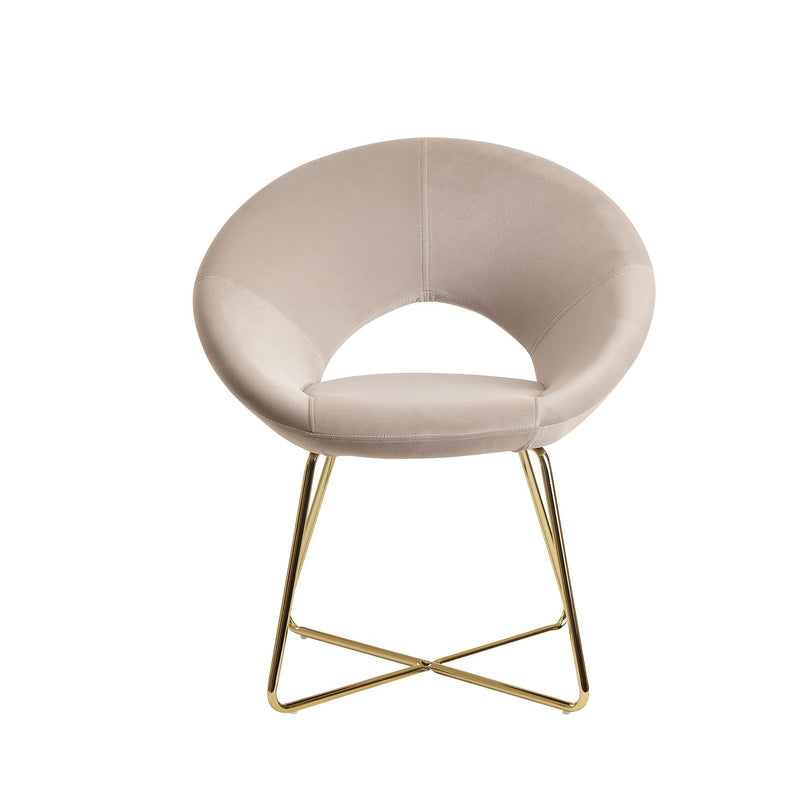 Esszimmerstuhl Samt Beige Polsterstuhl goldene Beine Design Metall