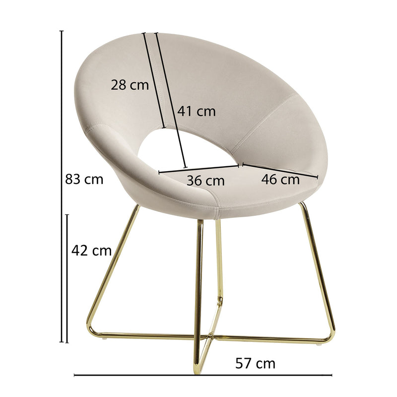 Esszimmerstuhl Samt Beige Polsterstuhl goldene Beine Design Metall