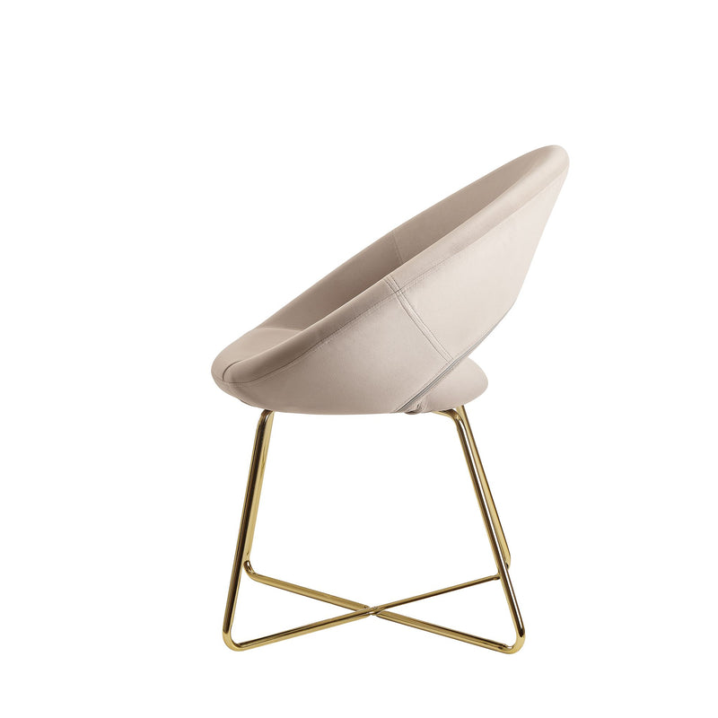 Esszimmerstuhl Samt Beige Polsterstuhl goldene Beine Design Metall