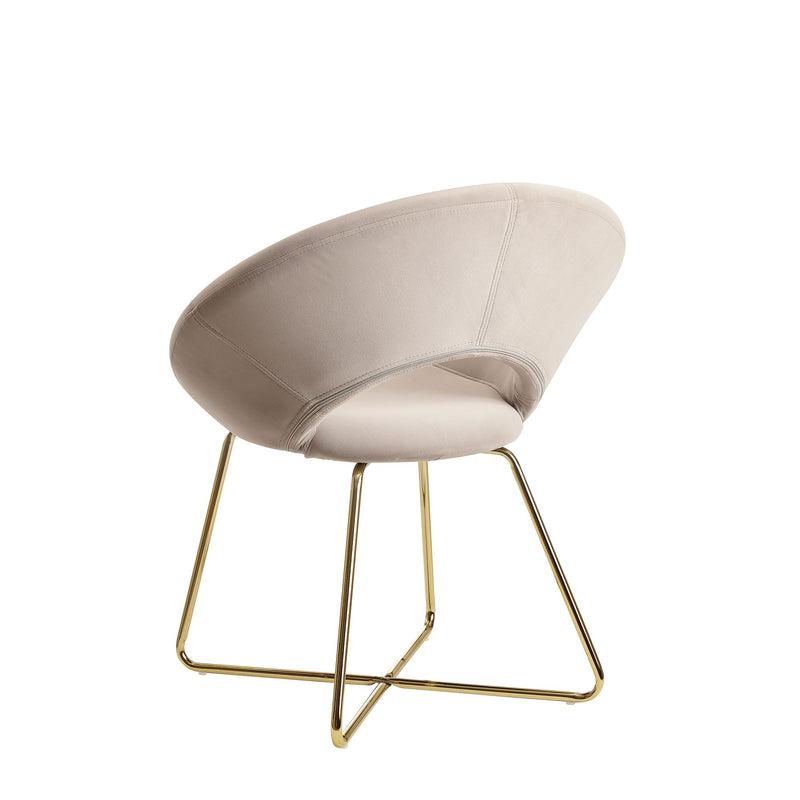Esszimmerstuhl Samt Beige Polsterstuhl goldene Beine Design Metall