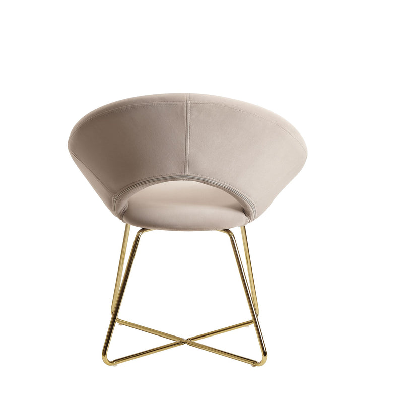 Esszimmerstuhl Samt Beige Polsterstuhl goldene Beine Design Metall