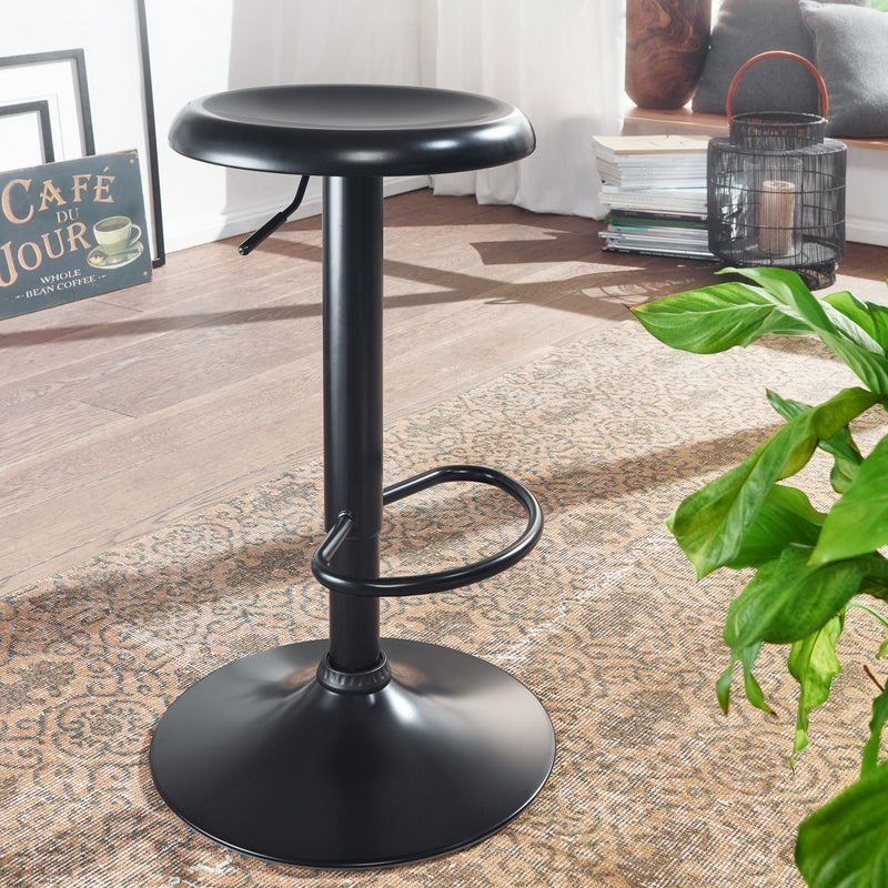 Barhocker Schwarz Metall 58-79cm Drehbar Design Küchenhocker 100kg