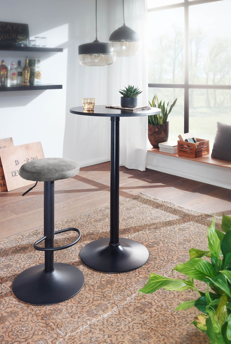 Barhocker Grau Wildlederoptik 58-79cm Drehbar Metall Küchenhocker