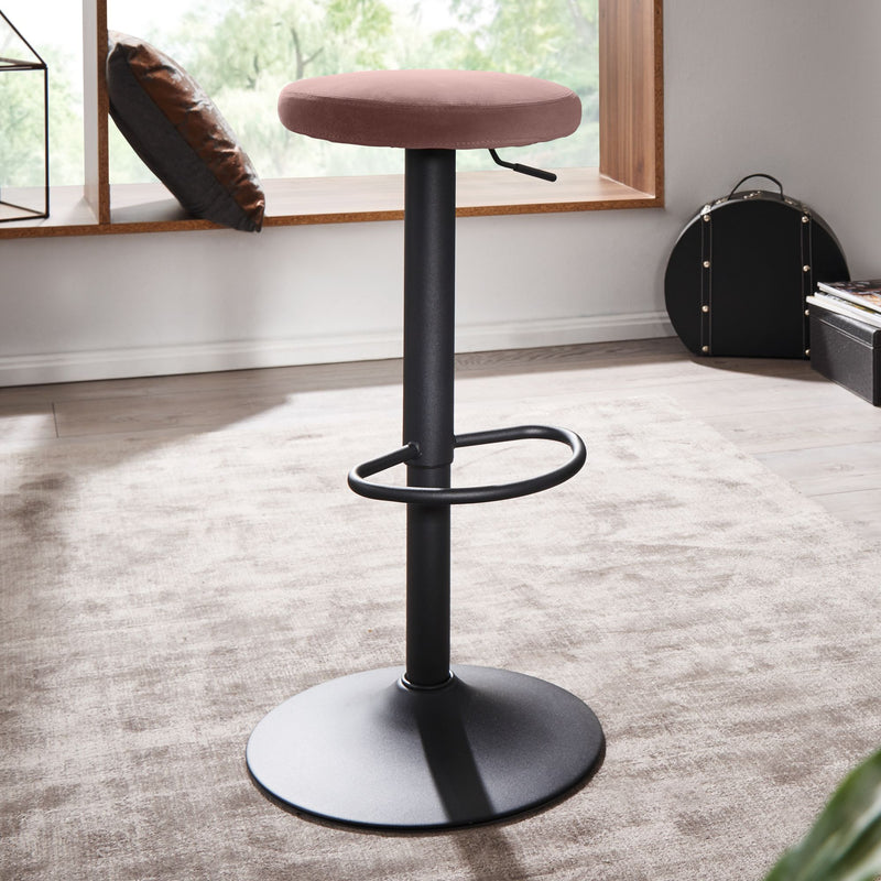 Barhocker Samt Rosa drehbar 58-79cm Metallgestell 100kg Belastung