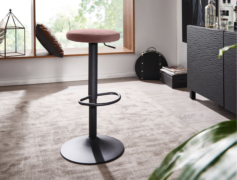 Barhocker Samt Rosa drehbar 58-79cm Metallgestell 100kg Belastung