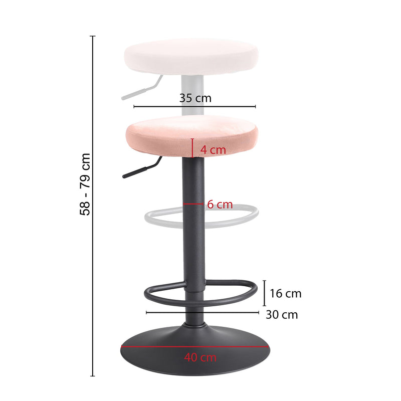 Barhocker Samt Rosa drehbar 58-79cm Metallgestell 100kg Belastung