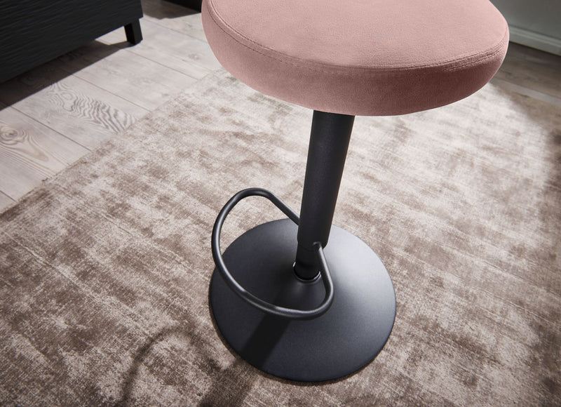 Barhocker Samt Rosa drehbar 58-79cm Metallgestell 100kg Belastung