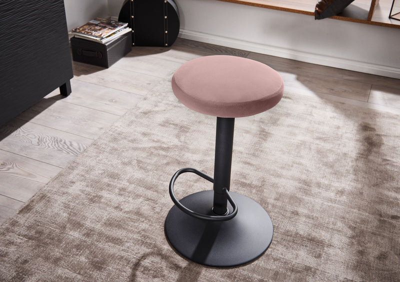Barhocker Samt Rosa drehbar 58-79cm Metallgestell 100kg Belastung