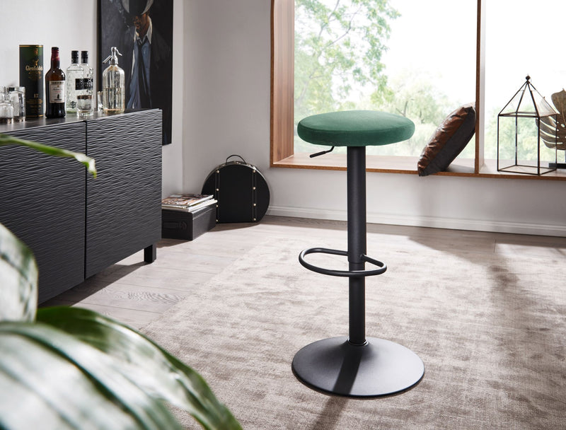 Barhocker Samt Grün 58-79cm Drehbar Metall Design Tresenhocker