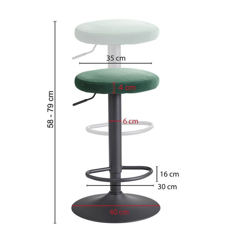 Barhocker Samt Grün 58-79cm Drehbar Metall Design Tresenhocker