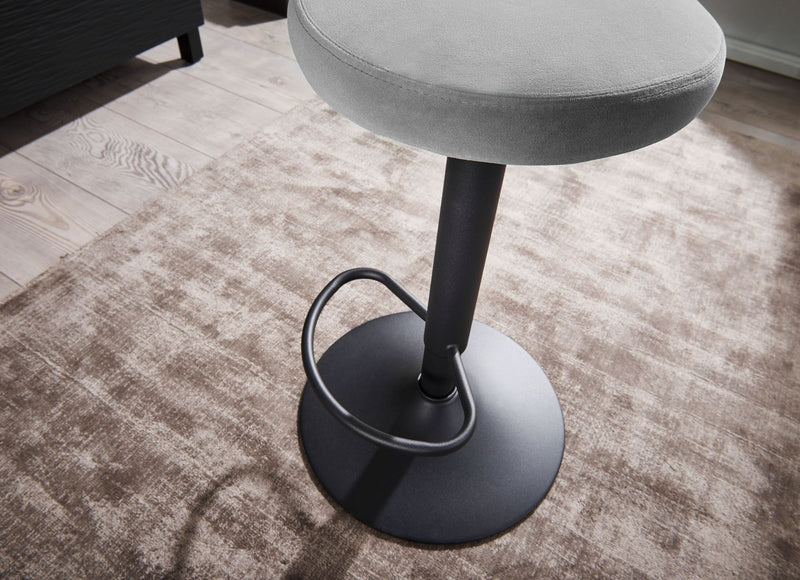 Barhocker Samt Dunkelgrau 58-79cm Drehbar Metall 100kg Design