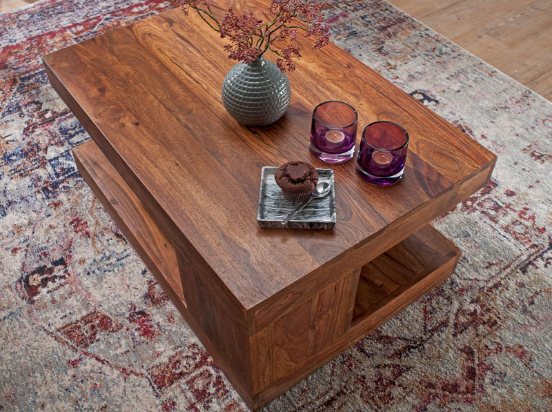 Couchtisch Sheesham Massivholz 90x60x40cm braun modern Wohnzimmermöbel