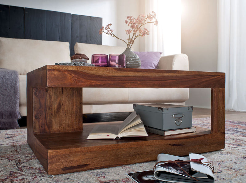 Couchtisch Sheesham Massivholz 90x60x40cm braun modern Wohnzimmermöbel