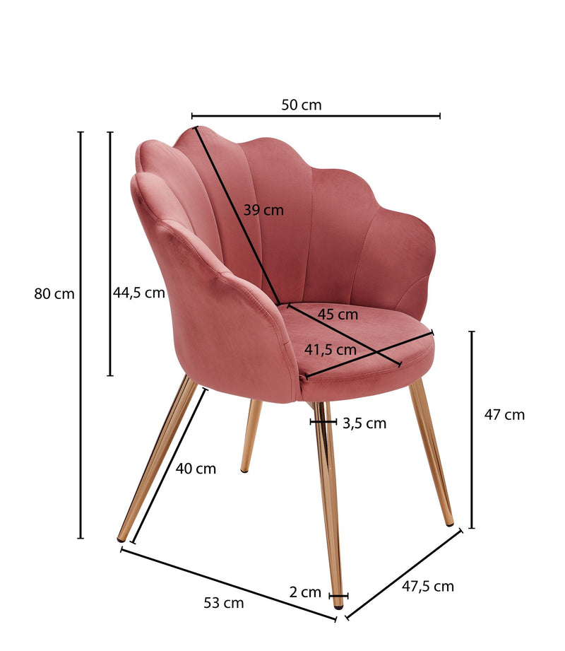 Esszimmerstuhl Tulpe Samt Rosa Goldbeine Skandinavisches Design