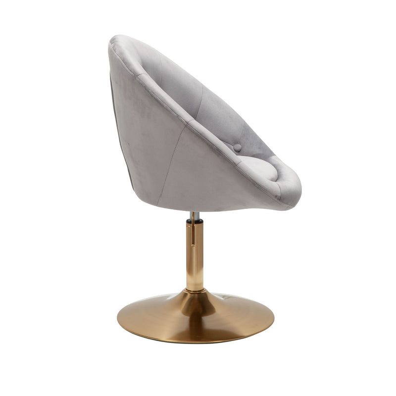 Loungesessel Samt Grau Gold Design Drehstuhl mit Rückenlehne