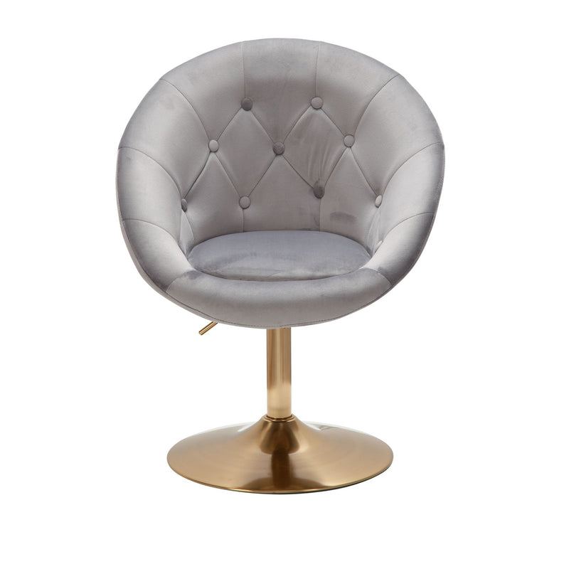 Loungesessel Samt Grau Gold Design Drehstuhl mit Rückenlehne