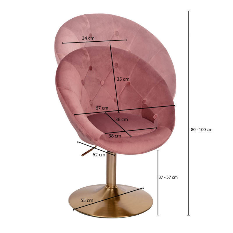 Loungesessel Samt Rosa Gold Drehstuhl mit Rückenlehne Design