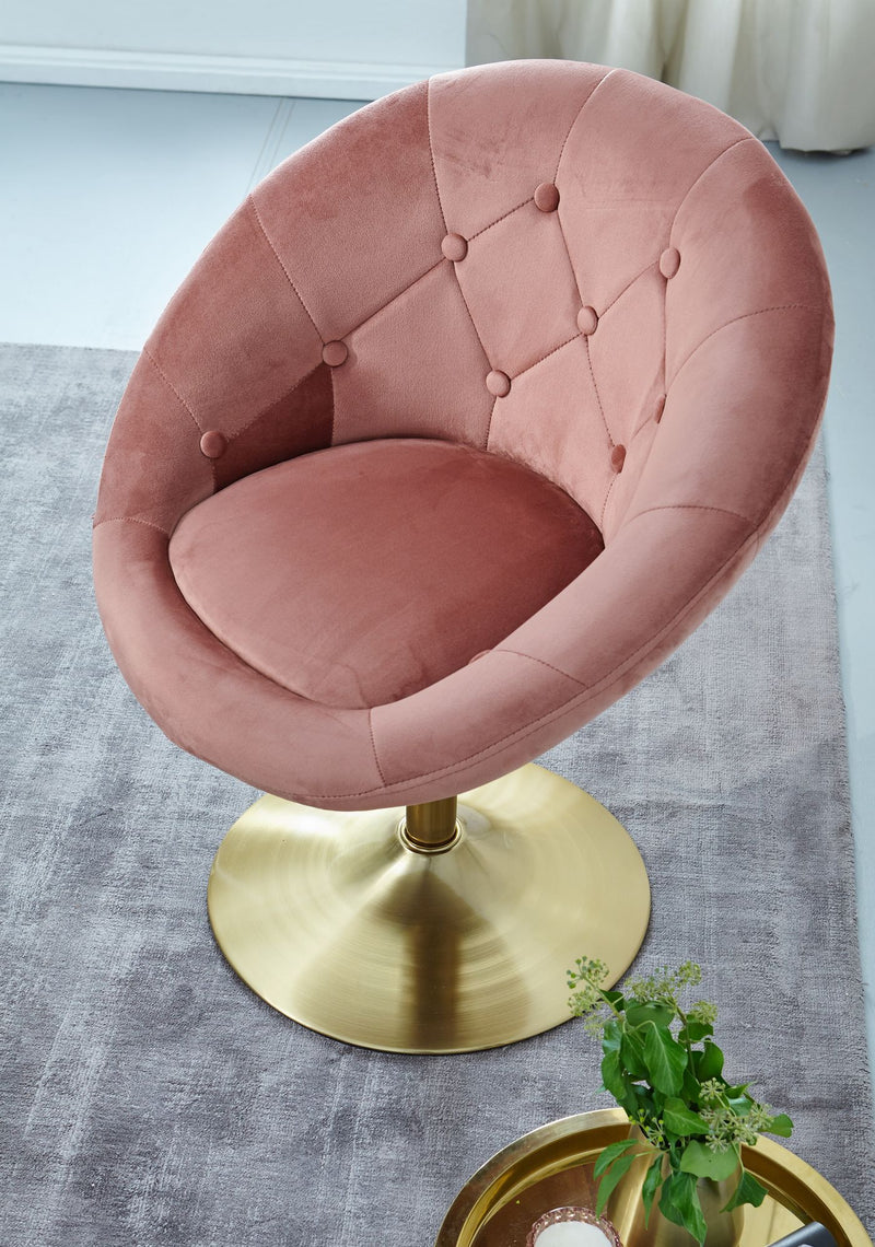 Loungesessel Samt Rosa Gold Drehstuhl mit Rückenlehne Design