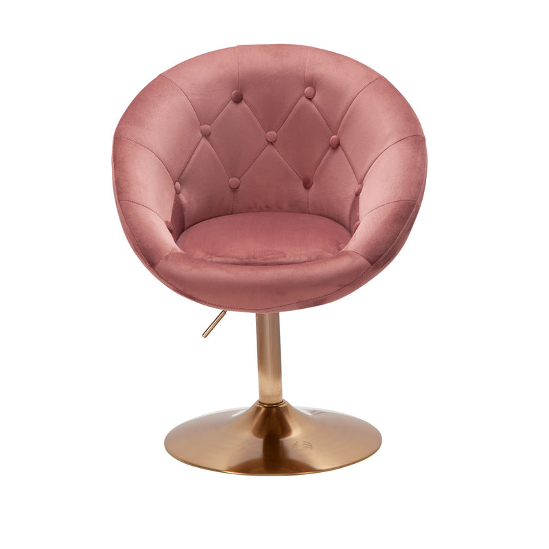 Loungesessel Samt Rosa Gold Drehstuhl mit Rückenlehne Design