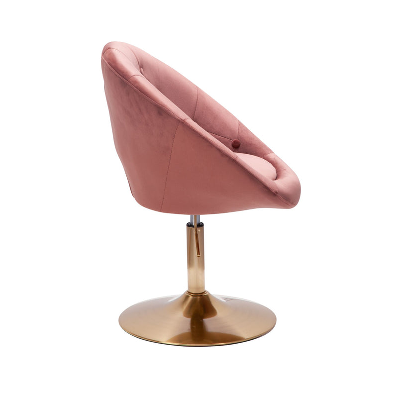 Loungesessel Samt Rosa Gold Drehstuhl mit Rückenlehne Design