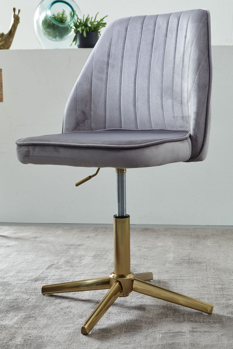 Schreibtischstuhl Grau Samt Design Drehstuhl Höhenverstellbar 120kg