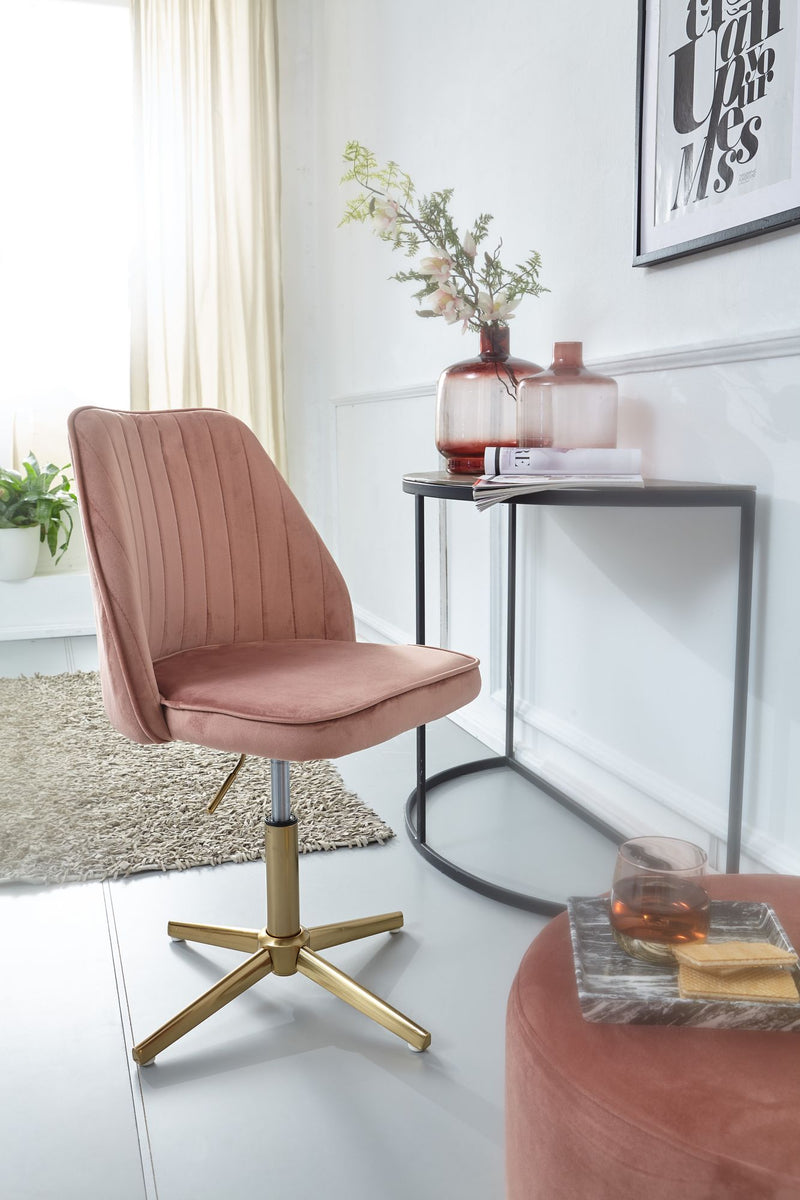 Schreibtischstuhl Rosa Samt Design Drehstuhl Höhenverstellbar Home-Office