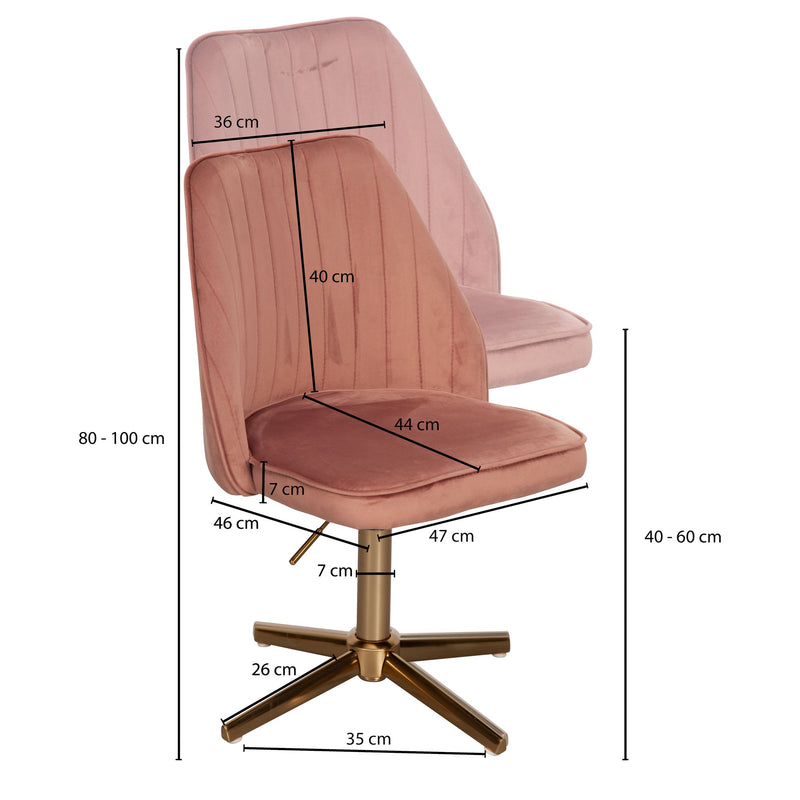 Schreibtischstuhl Rosa Samt Design Drehstuhl Höhenverstellbar Home-Office