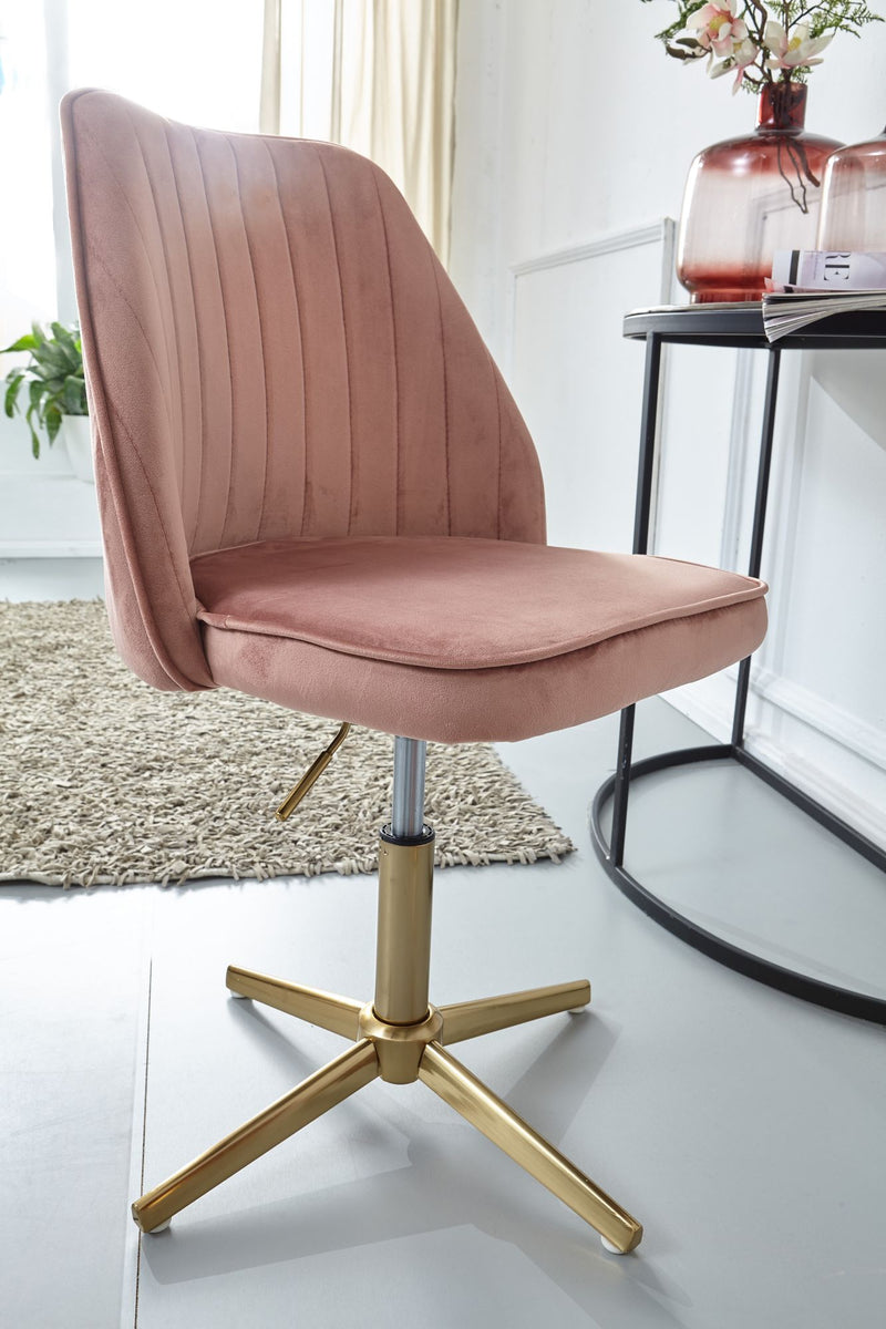 Schreibtischstuhl Rosa Samt Design Drehstuhl Höhenverstellbar Home-Office