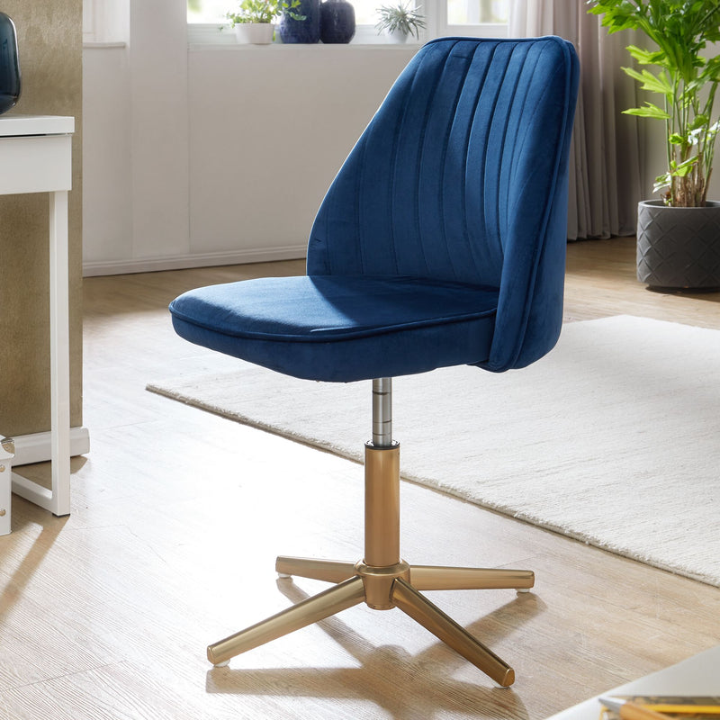 Schreibtischstuhl Samt Dunkelblau Design Drehstuhl Höhenverstellbar