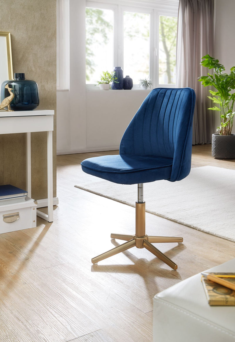 Schreibtischstuhl Samt Dunkelblau Design Drehstuhl Höhenverstellbar