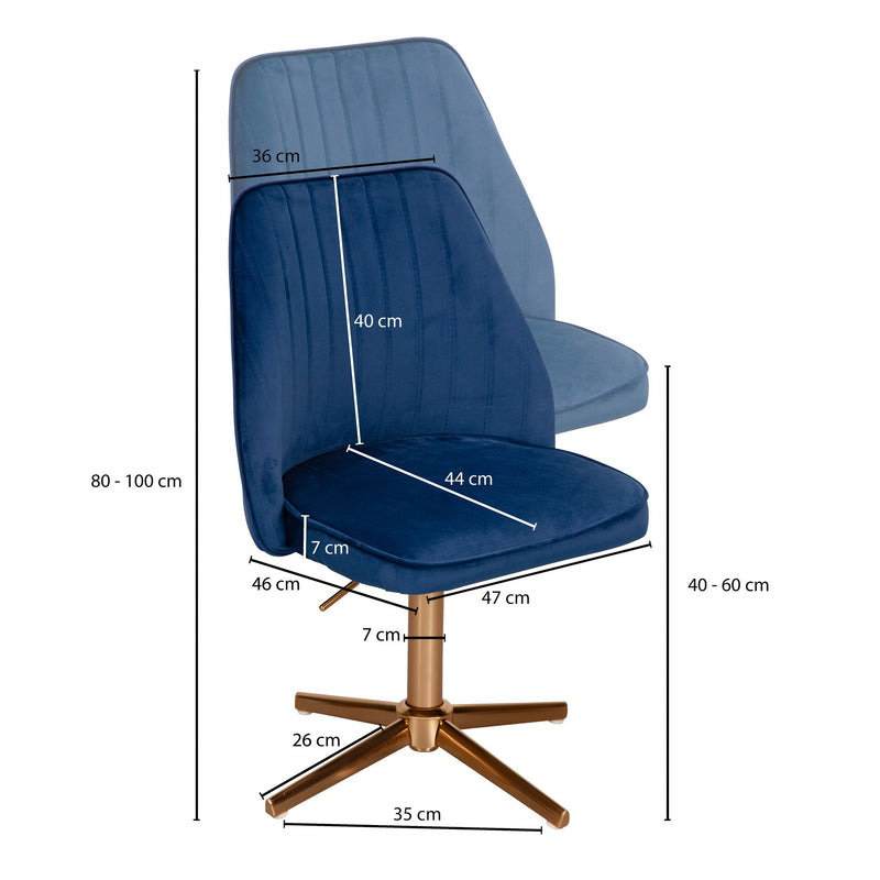 Schreibtischstuhl Samt Dunkelblau Design Drehstuhl Höhenverstellbar