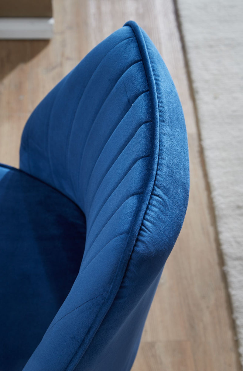 Schreibtischstuhl Samt Dunkelblau Design Drehstuhl Höhenverstellbar