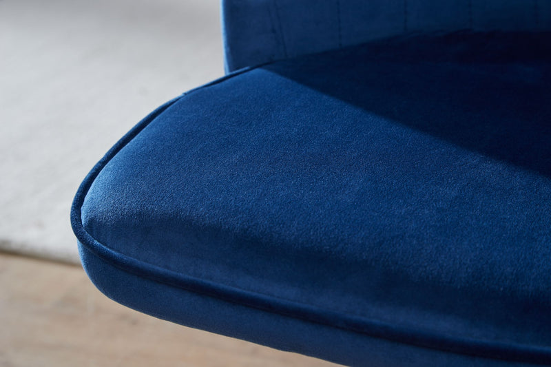 Schreibtischstuhl Samt Dunkelblau Design Drehstuhl Höhenverstellbar