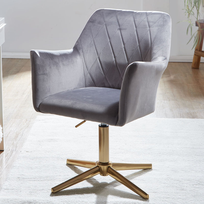 Schreibtischstuhl Grau Samt Design Drehstuhl Höhenverstellbar 120kg