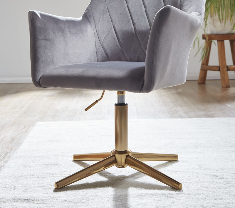 Schreibtischstuhl Grau Samt Design Drehstuhl Höhenverstellbar 120kg