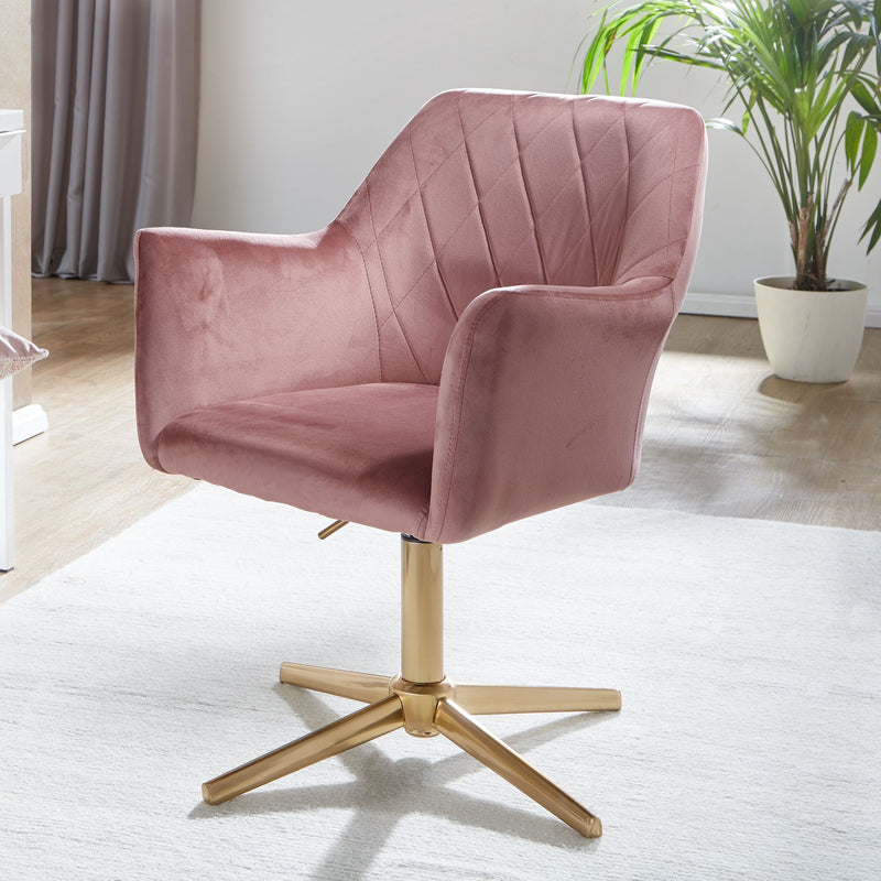 Schreibtischstuhl Rosa Samt Design Drehstuhl Höhenverstellbar Home-Office