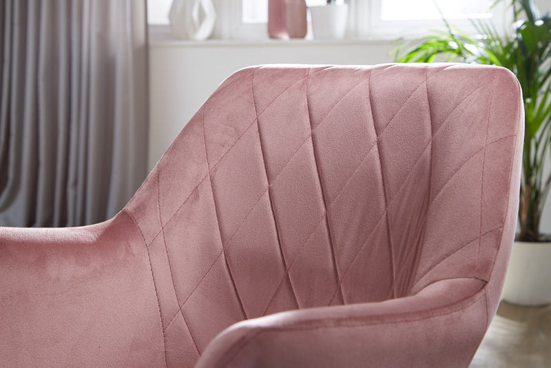 Schreibtischstuhl Rosa Samt Design Drehstuhl Höhenverstellbar Home-Office