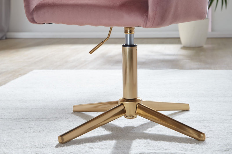 Schreibtischstuhl Rosa Samt Design Drehstuhl Höhenverstellbar Home-Office