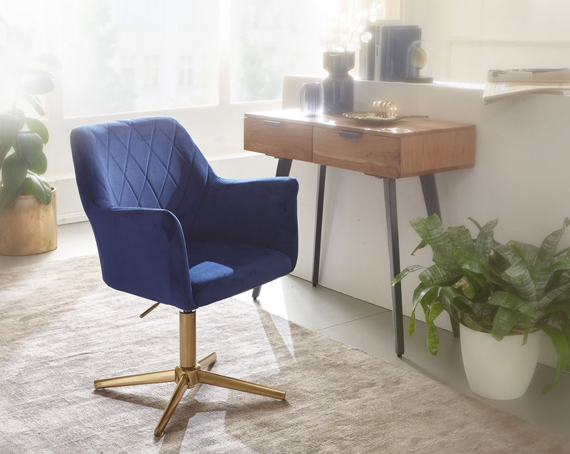 Schreibtischstuhl Samt Dunkelblau Design Drehstuhl Höhenverstellbar