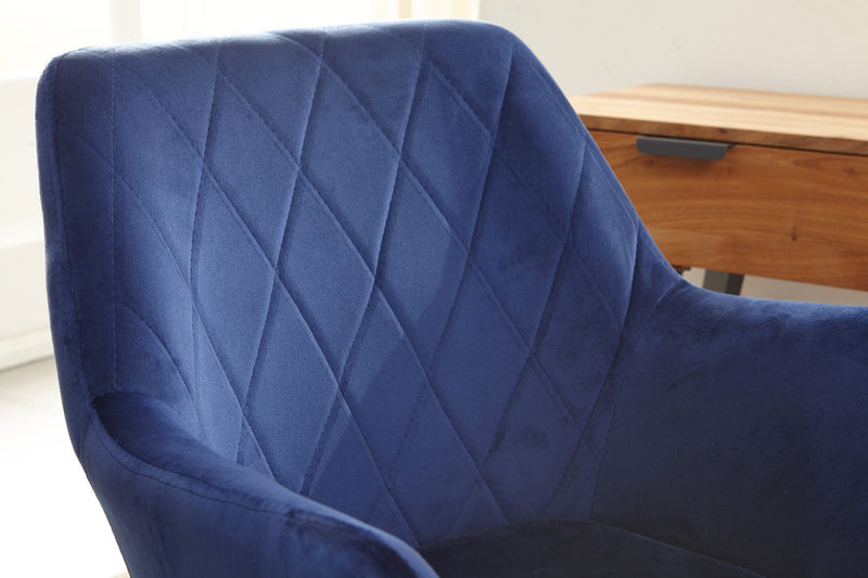 Schreibtischstuhl Samt Dunkelblau Design Drehstuhl Höhenverstellbar