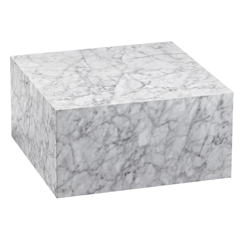 Couchtisch MONOBLOC 60x30x60cm Hochglanz Marmoroptik Weiß Quadratisch