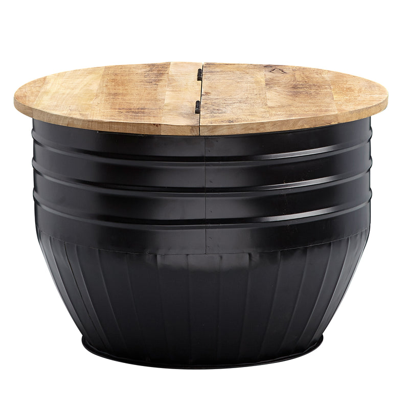 Couchtisch Mango Holz Metall Rund 60x41x60cm Industrial Schwarz