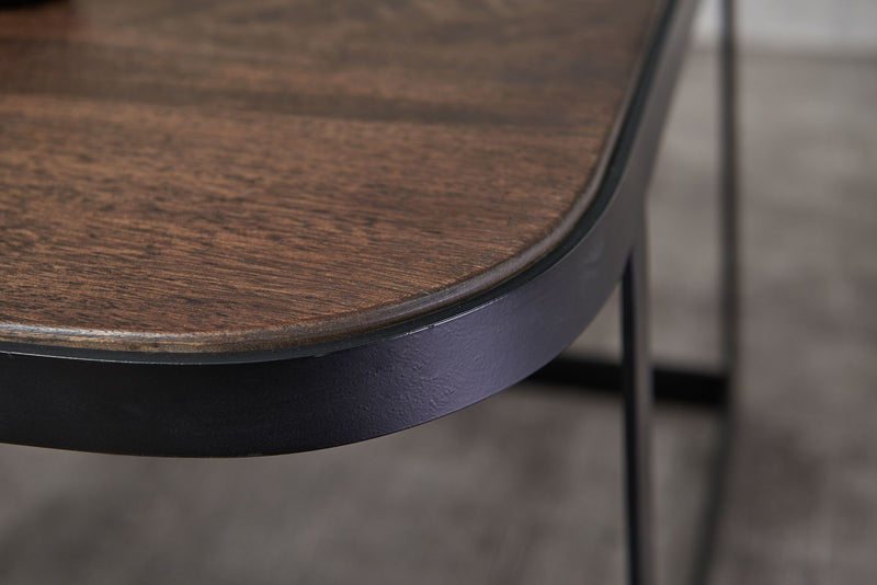 Couchtisch Set 2-teilig Mango Massivholz Metall Industrial Schwarz