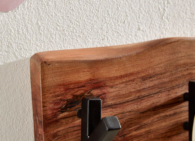 Wandgarderobe Akazie Massivholz Metall Hakenleiste 60x17x9cm