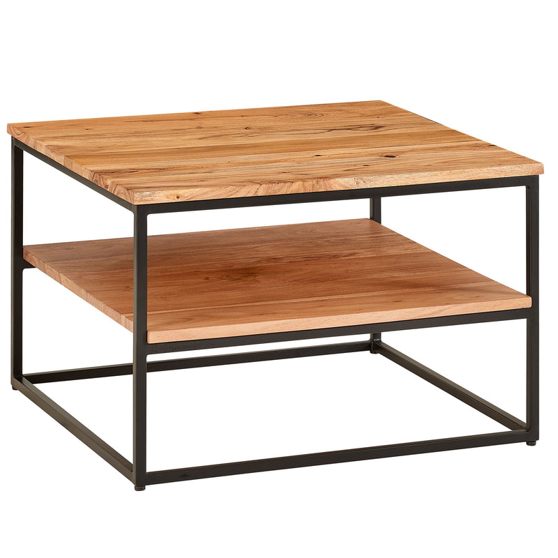 Couchtisch 60x60x41cm Akazie Massivholz Metall Industrial Stauraum