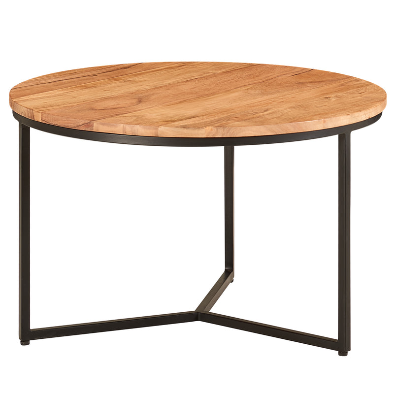 Couchtisch 60x60x38cm Akazie Massivholz Metall Rund Wohnzimmer