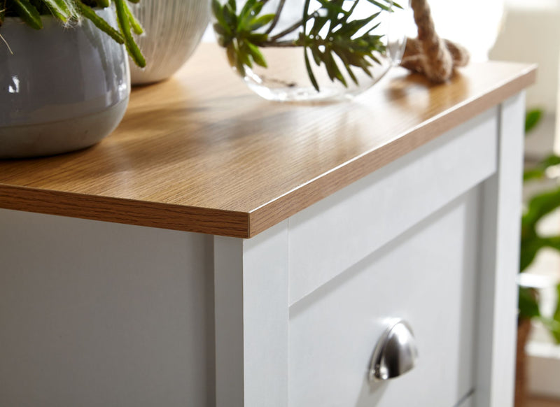 Sideboard 5 Schubladen 53x114x39cm Weiß Eiche Modern Wohnzimmer