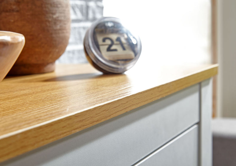 Sideboard 3 Schubladen 79x81x35cm Weiß Eiche Modern Wohnzimmer