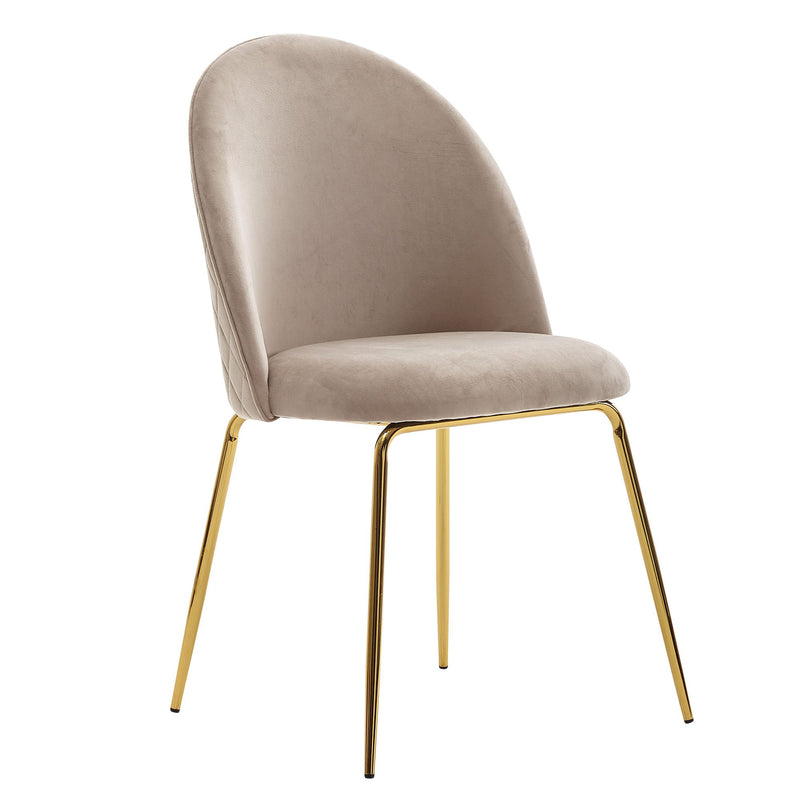 Esszimmerstuhl 2er Set Samt Beige Goldene Beine Skandinavisch